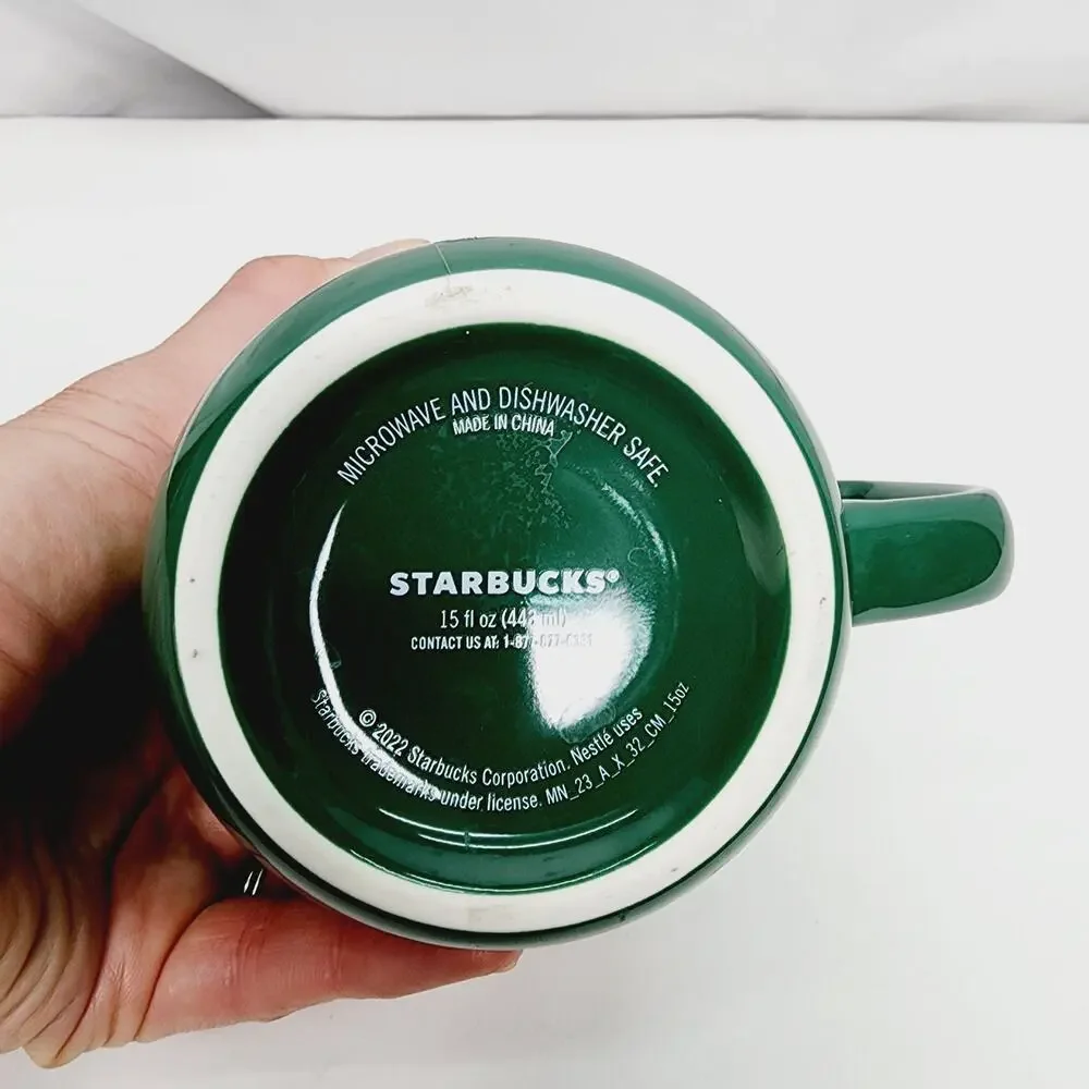 Starbucks 2022 Multi Colored Marbled Green Mug 15 Fl oz Coffee Cup Collectible